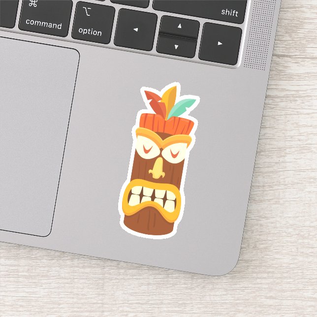 Tiki Mask Hawaii Tropical Die Cut Sticker Decal (Detail)