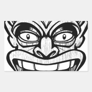 tiki mask hawaiian art rectangular sticker