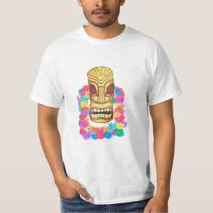 Tiki Mask Hawaiian Lei T-Shirt