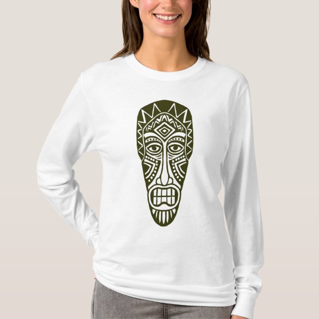 Tiki Mask II - Dark Olive T-Shirt (Front)