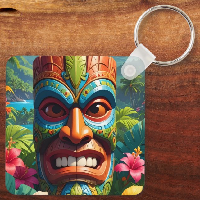 Tiki Mask Keychain (Back)
