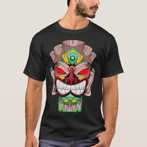 Tiki Mask Long Neck T_Shirt