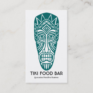 Tiki Mask - Moss Green on White Business Card