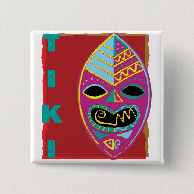 TIKI MASK PINBACK BUTTON (Front)