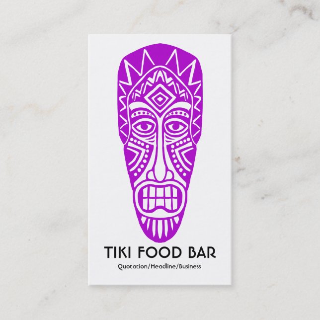 Tiki Mask - Purple on White Business Card (Front)