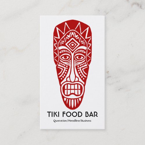 Tiki Mask _ Ruby Red on White Business Card