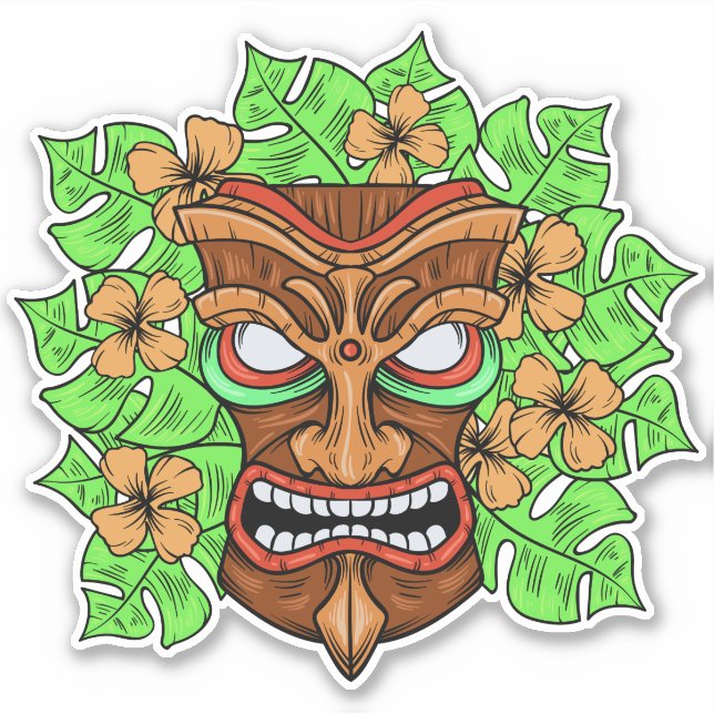 Tiki Mask Sticker (Front)