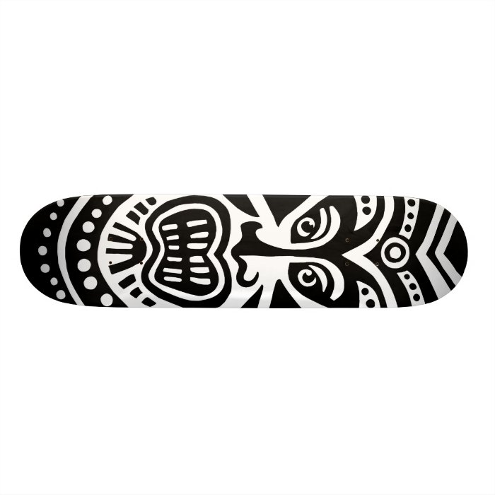 Tiki Mask Style   Black on White Skate Boards