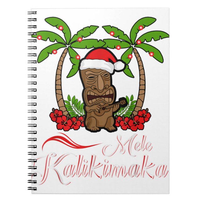 Tiki mele kalikimaka merry christmas hawaii ukulel notebook (Front)