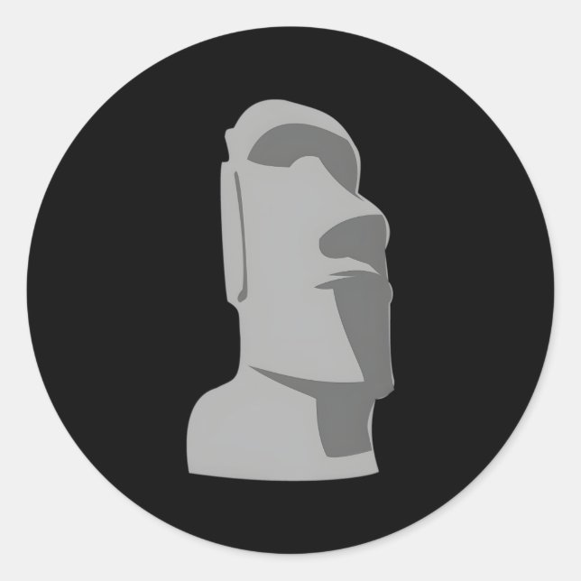 Tiki Moai Easter Island Hawaiian Luau Gray Classic Round Sticker (Front)