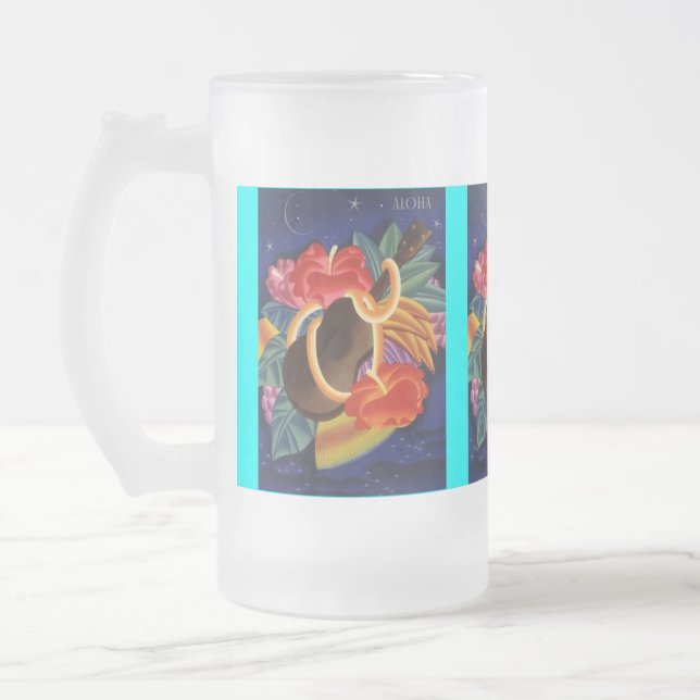 TIKI MUG ~ ALOHA~ NIGHT SKY ~ UKULELE & HIBISCUS! (Left)