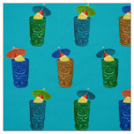 Tiki Mugs Retro Hawaiian Tropical Drinks Fabric