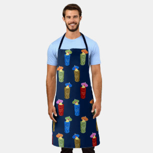 Tiki Mugs Retro Hawaiian Tropical Drinks - Navy Apron