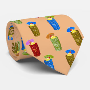 Tiki Mugs Tropical Cocktail Peach Single-sided Tie