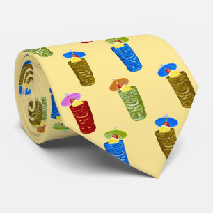 Tiki Mugs Tropical Cocktail Yellow Single-sided Tie