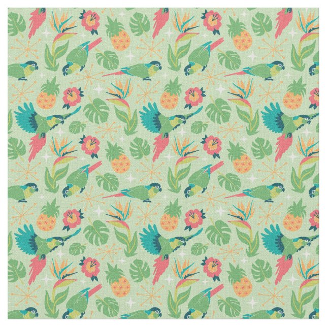 Tiki Parrot Fabric (Close Up)
