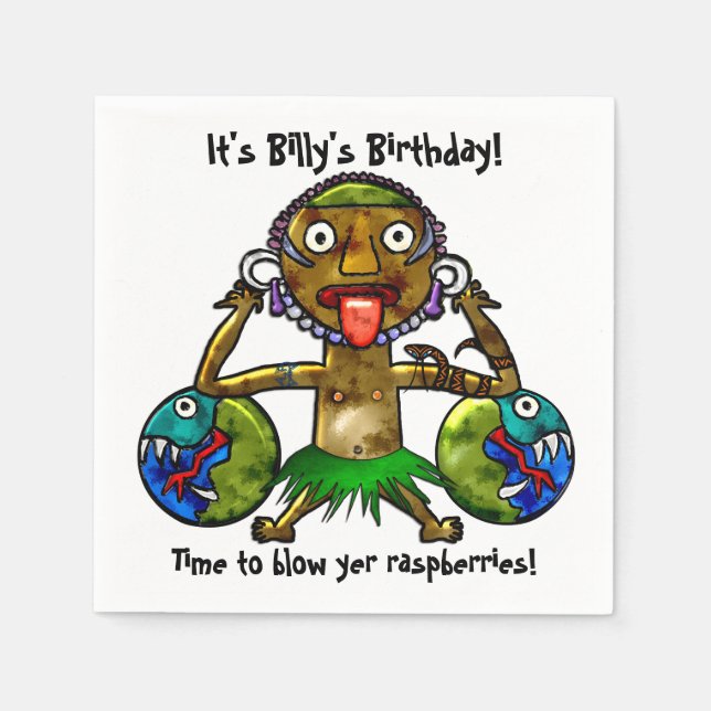 Tiki Party Funny Design (Personalized) Paper Napkins (Front)