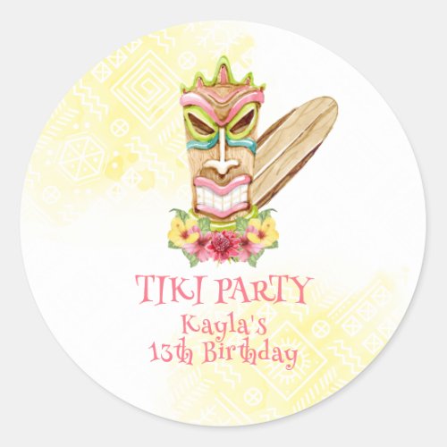 Tiki Party Luau Birthday Classic Round Sticker