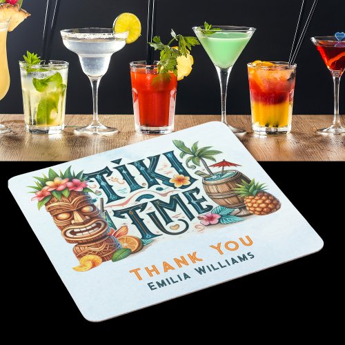 TIKI Party Personalized Custom Square Paper Coaster
