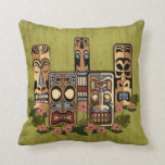 Tiki Party Pillow<br><div class="desc">5 little tiki gods all in a row... . If tikis don't take you back to the 50's -nothing will! Add text to personalize this pillow and make it your own atomic age tribute!</div>