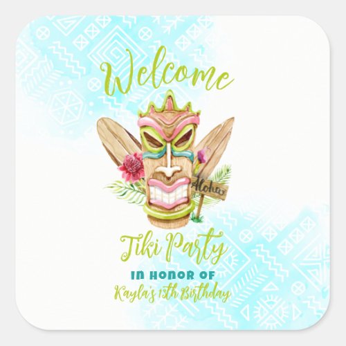 Tiki Party  Square Sticker