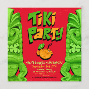 Tiki Party Surprise Birthday Invitation