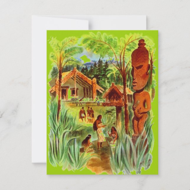 TIKI PARTY Tropical Hawaiian Natives INVITATION (Front)