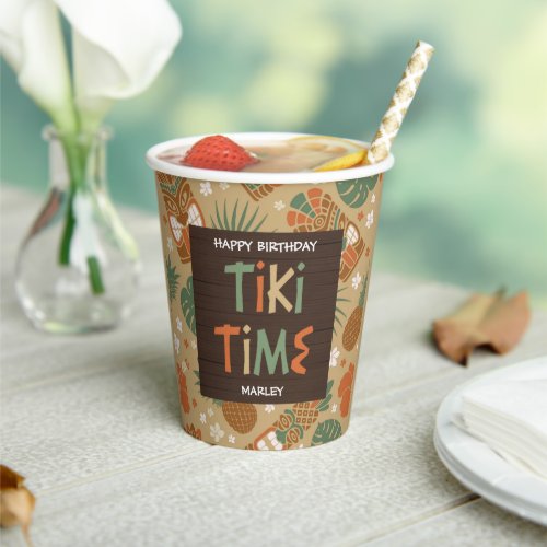 Tiki Party Tropical Luau Birthday Paper Cups