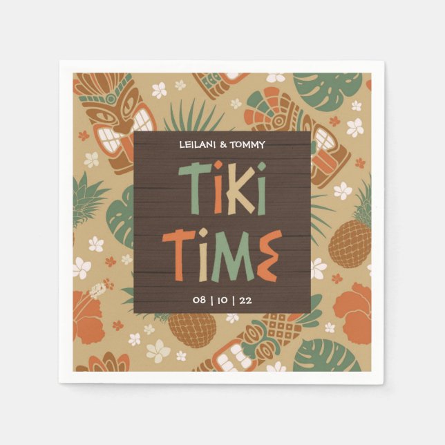 Tiki Party Tropical Luau Napkins (Front)