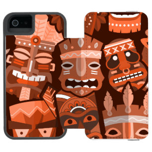 TIKI Pattern 2 iPhone SE/5/5s Wallet Case