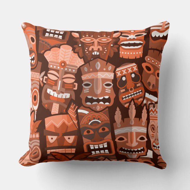 TIKI Pattern 2 Throw Pillow (Front)