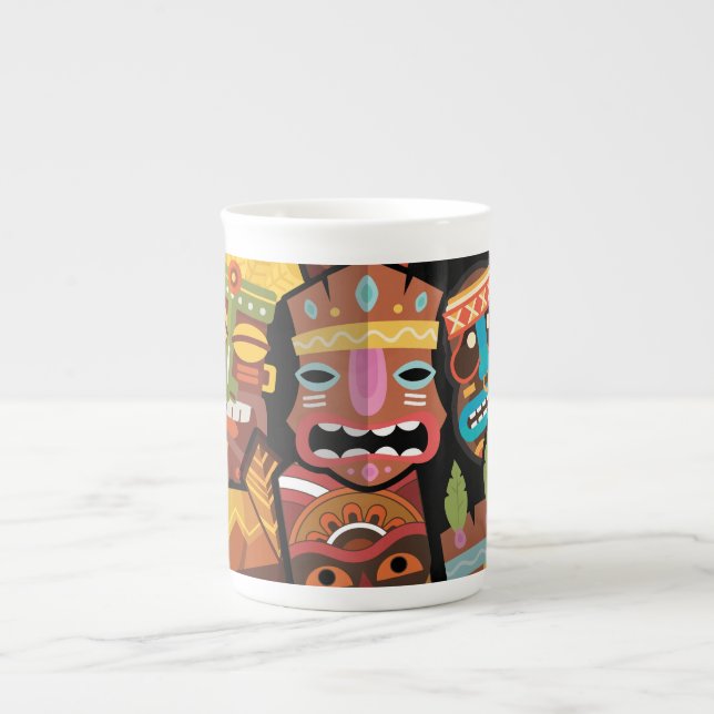 TIKI Pattern 5 Bone China Mug (Front)