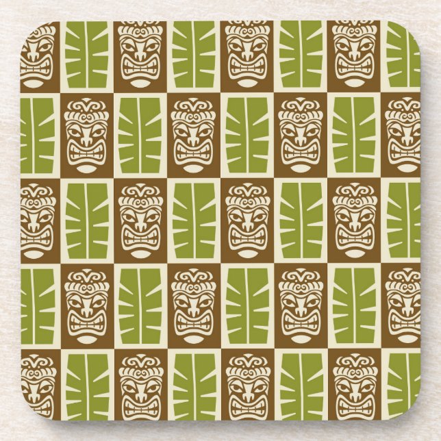 Tiki Pattern Beverage Coaster (Front)