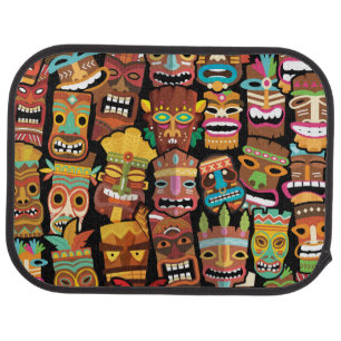 Tiki Pattern Car Floor Mat