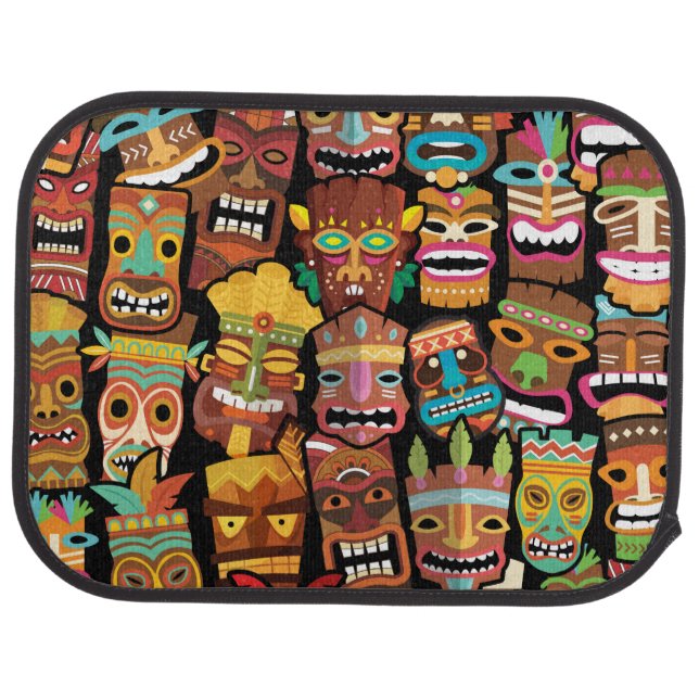Tiki Pattern Car Floor Mat (Rear)