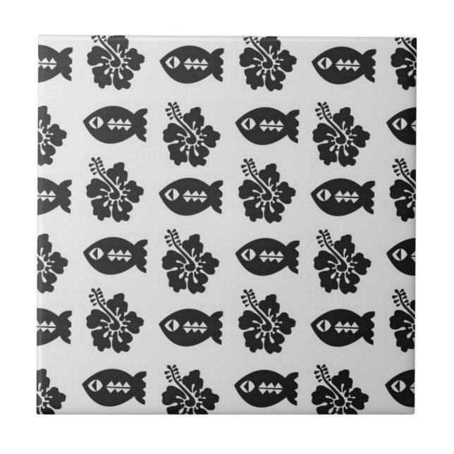 Tiki Pattern Ceramic Tile (Front)