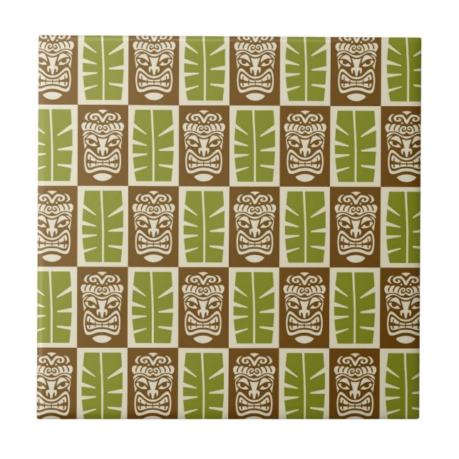 Tiki Pattern Ceramic Tile (Front)