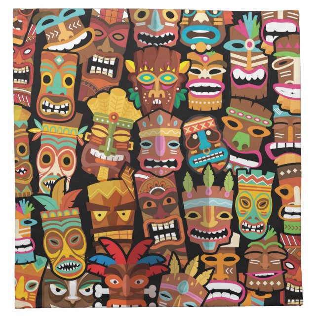Tiki Pattern Cloth Napkin (Front)