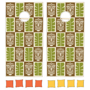 Tiki Pattern Cornhole Set