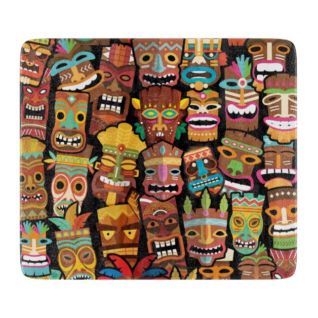 Tiki Pattern Cutting Board (Front)