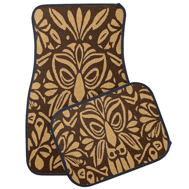 Tiki Pattern Design Car Floor Mat (Set)