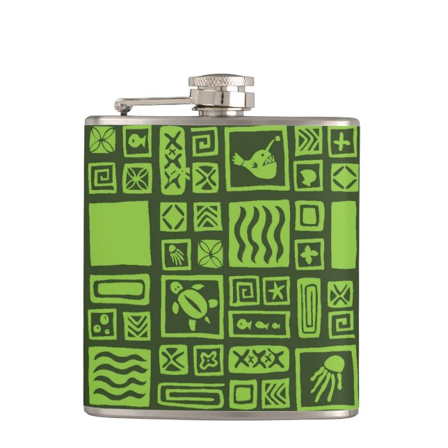 Tiki Pattern Flask (Front)