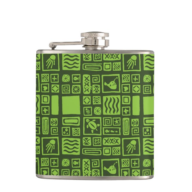 Tiki Pattern Flask (Front)