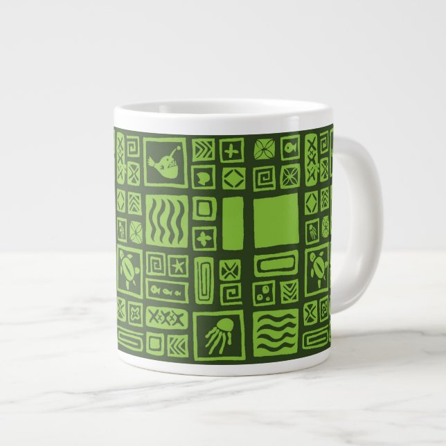 Tiki Pattern Giant Coffee Mug (Front Right)