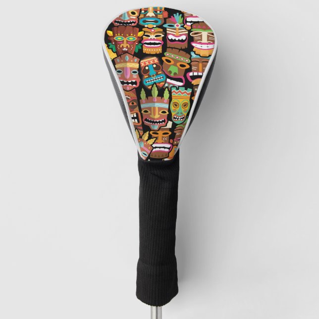 Tiki Pattern Golf Head Cover (Front)