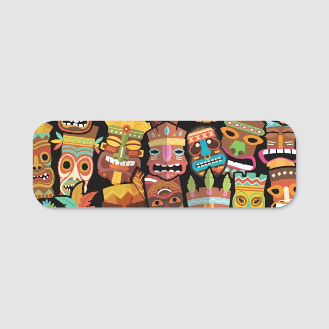 Tiki Pattern Name Tag (Front)