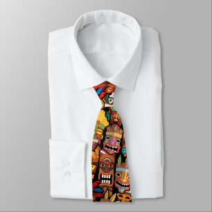 Tiki Pattern Neck Tie