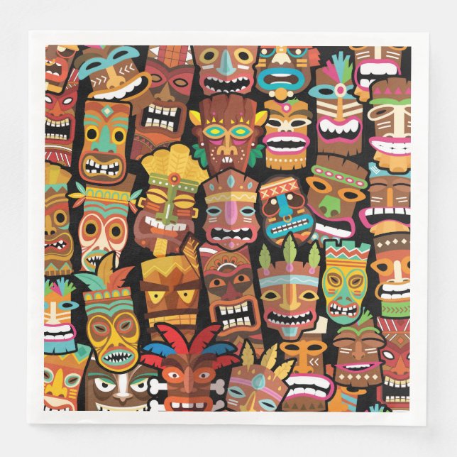 Tiki Pattern Paper Dinner Napkins (Front)