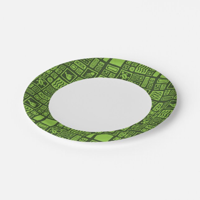 Tiki Pattern Paper Plates (Angled)