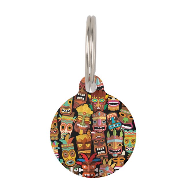 Tiki Pattern Pet ID Tag (Front)